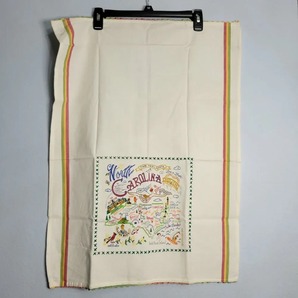Catstudio North Carolina Dish Towel State Geography Souvenir Tea Hand Cotton